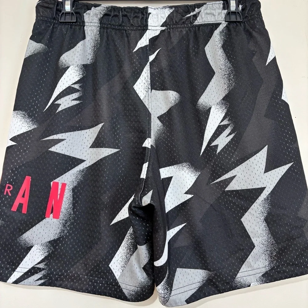 Nike Jordan Mens S Jumpman Air Tribal Printed Black Gray Pull On Mesh Shorts